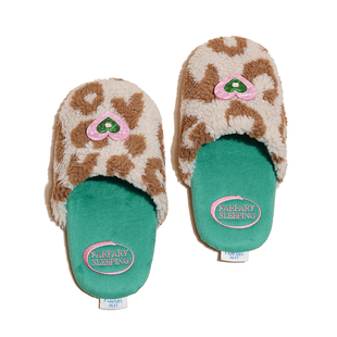 Farfary番薯泥撞色豹纹毛绒拖鞋女冬季居家室内静音防滑毛毛棉拖