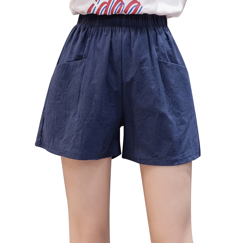 短裤女夏宽松韩版跑步运动高腰大码纯棉外穿热裤仿棉麻阔腿休闲裤