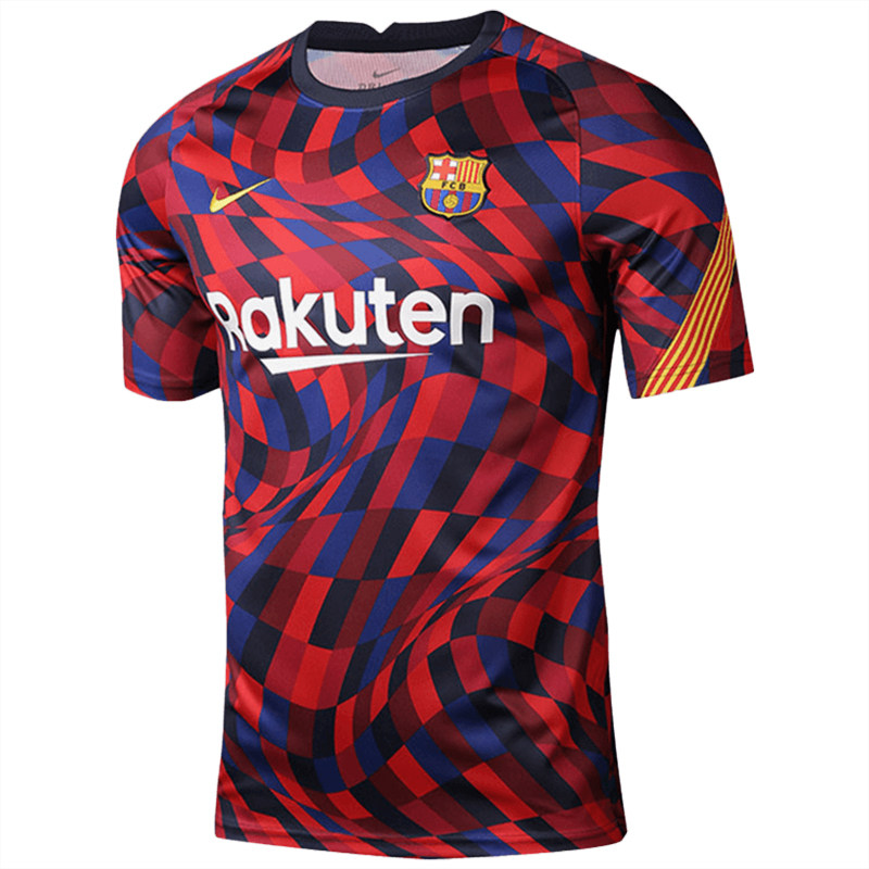 NIKE/耐克正品 20-21巴萨球员训练服赛前热身球衣运动T恤 CD5812