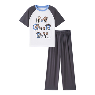 春夏莫代尔儿童睡衣男女童家居服空调服青少年薄款可外穿卡通大童