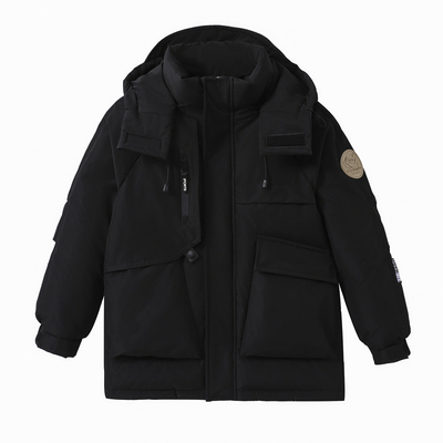 童小鸭儿童羽绒服男童中长款2025新款中大童男孩韩版加厚工装外套