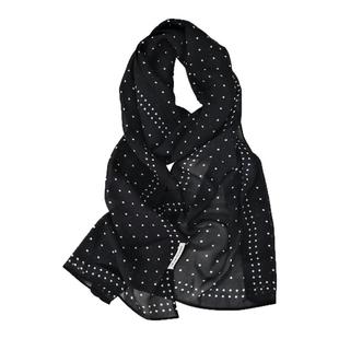 25秋新款韩系绒雪纺丝巾女轻薄法式波点领巾防晒头巾腰带装饰围巾