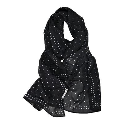 韩系绒雪纺丝巾女轻薄法式波点