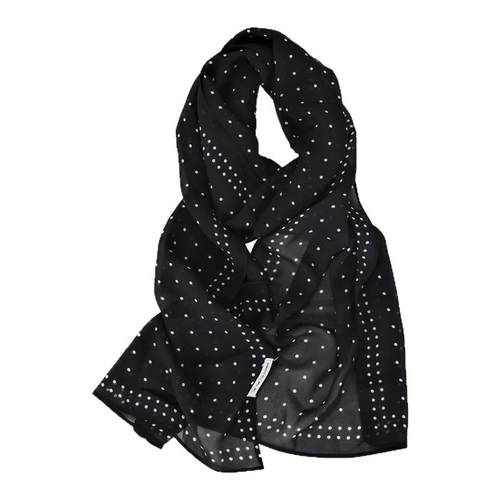 25秋新款韩系绒雪纺丝巾女轻薄法式波点领巾防晒头巾腰带装饰围巾