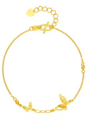 【中国黄金官方店】黄金手链5G双蝶足金手饰悦己潮流百搭新品送礼