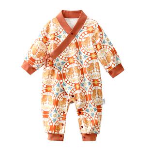 龙喜年周岁礼服男宝婴儿中式纯棉初生满月百天百日宴连体衣服春秋