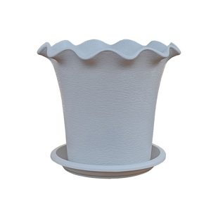 【创意荷叶边】厚实耐用阳台种盆栽束腰高筒花盆西欧式树脂胶花钵