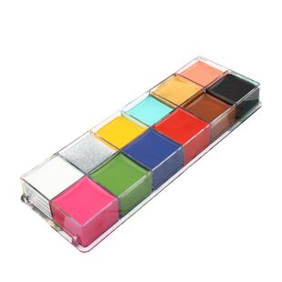 12色人体彩绘颜料儿童脸部身体万圣圣诞节舞会戏剧持久油彩化妆膏