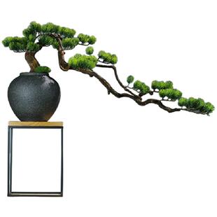 迎客松仿真美人松盆景茶室桌面玄关新中式禅意绿植微景观装饰摆件