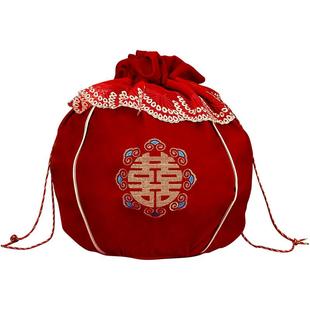 结婚礼包袱皮一对女方陪嫁用品大全红色喜盆嫁妆聚宝盆包裹布福袋