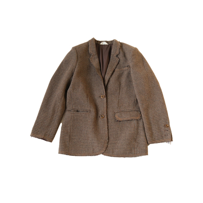 远家毛呢格纹翻领西装外套LF5922