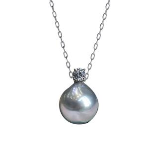 海蒂珠宝 异辉 9-10mm巴洛克Akoya银灰色海水珍珠吊坠18K金王妃款