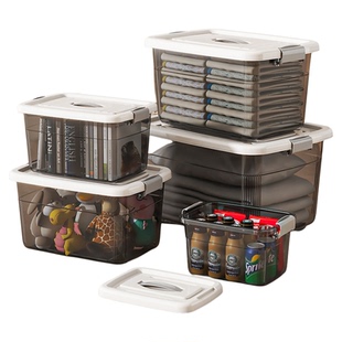 家居透明带轮收纳箱密封塑料书整理箱宿舍储物箱超大容量收纳盒