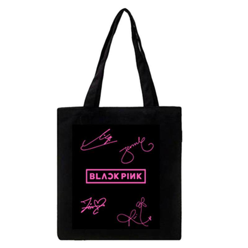 BLACKPINK韩国女子演唱组合粉墨金智妮朴彩英Lisa同款单肩帆布袋