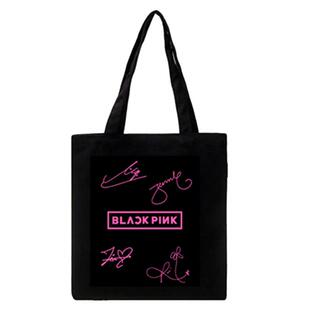 BLACKPINK韩国女子演唱组合粉墨金智妮朴彩英Lisa同款单肩帆布袋