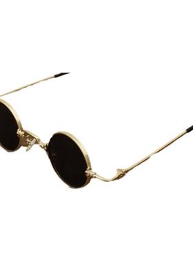 金属复古小圆形墨镜男潮个性太阳眼镜女防紫外线高级感搞怪太子镜