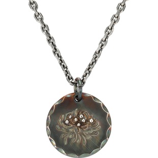 手工定制【彼岸花开】项链男女原创复古百搭圆牌刻字吊坠纯银饰品