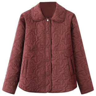 大码中老年女装棉袄秋冬短款棉衣洋气妈妈小香风轻薄夹棉棉服外套