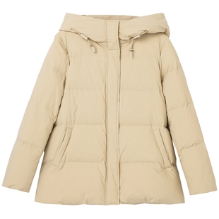 布景羽绒服女短款冬季新品简约连帽防风领设计白鸭绒厚外套1299
