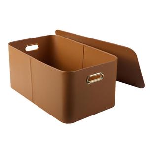 家用杂物零食玩具皮革收纳筐整理收纳盒桌面化妆品收纳篮储物盒置