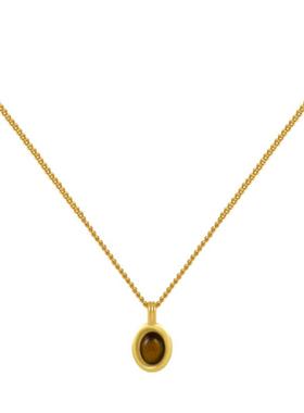 LARAINE YIN美拉德虎眼石吊坠项链欧美叠戴锁骨秋冬毛衣链镀18k