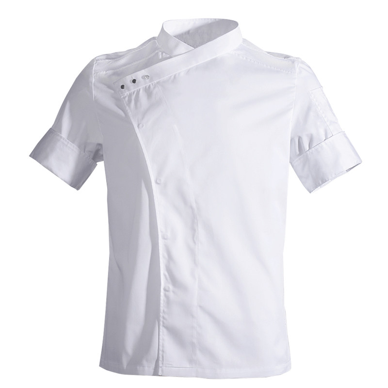 厨师工作服夏季中袖男酒店餐厅后厨春夏厨房白色工作制服透气薄款