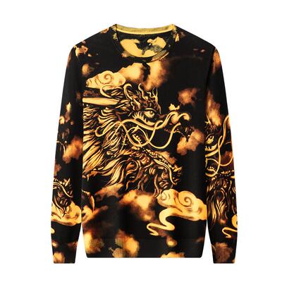 名闻圆领个性印花针织衫