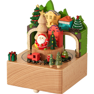 圣诞节音乐盒木质八音盒摆件女孩男女生生日儿童小女童圣诞树礼物