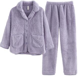 芬腾珊瑚绒情侣睡衣冬季女款加厚大码法兰绒男士秋冬款家居服套装