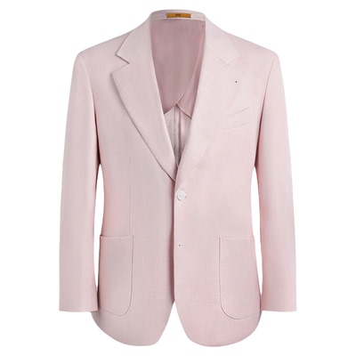 平圆方中粉色鱼嘴领西服男款