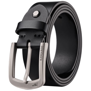 袋鼠针扣皮带男款真皮男士腰带2026新款潮年轻人纯正品牛皮裤带男