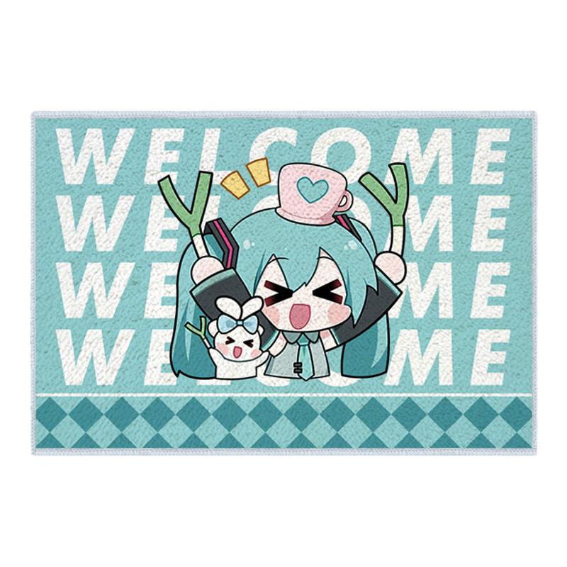 初音未来Miku联名三丽鸥欢迎回家仿羊绒地垫玄关入户进门口脚垫子