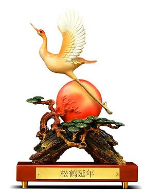聚善缘松鹤延年铜仙鹤摆件祝寿礼
