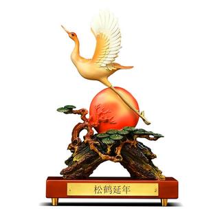 松鹤延年铜仙鹤摆件中式客厅玄关装饰品送老人长辈生日祝寿礼物