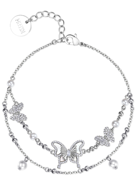 KITSH天然贝母蝴蝶珍珠手链小众