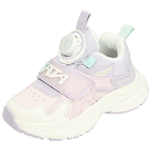 TATA他她童鞋冬季加绒保暖运动鞋男女童旋转纽扣老爹鞋时尚跑步鞋