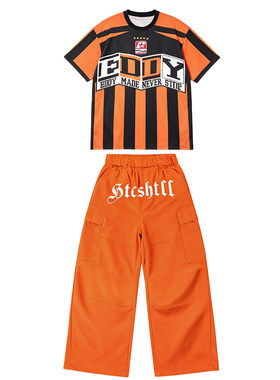 儿童街舞演出服hiphop帅气男孩夏季炸街套装模特走秀潮服嘻哈服装