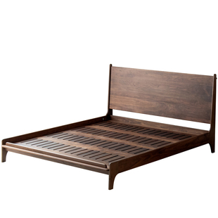 北美黑胡桃木床全实木复古1米5家用2米x2米2双人北欧日式主卧大床