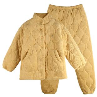 轩靓2026新款睡衣女士冬季加厚三层珊瑚绒夹棉保暖棉袄家居服套装