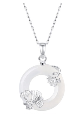 老凤祥莲花纯银平安扣项链