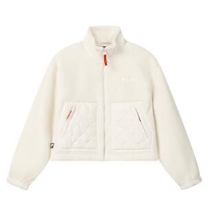 FILA 斐乐官方女针织长袖外套25冬新时尚立领绵羊毛仿羊羔绒上衣