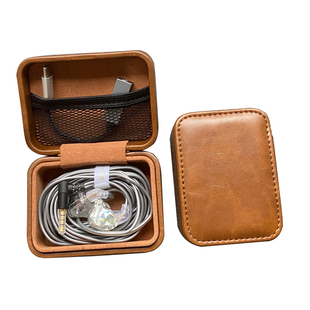 耳机收纳包防震抗压盒有线耳机收纳皮盒便携保护套真皮多用小盒子