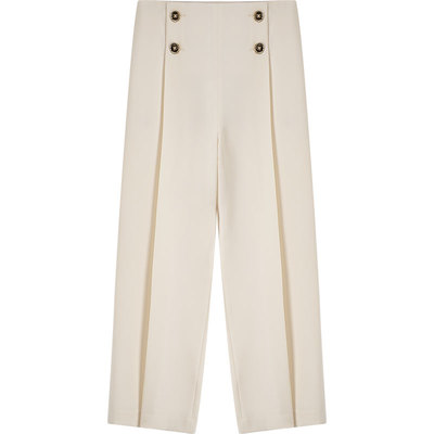 LK BENNETT米色时尚直筒裤春夏新款气质侧边拉链双排扣设计显腿长
