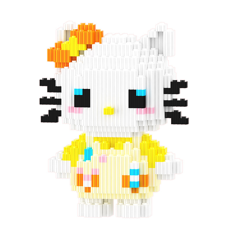 凯蒂乐积木高猫拼装hello小颗粒kitty哈喽三丽拼图鸥女孩儿童玩具