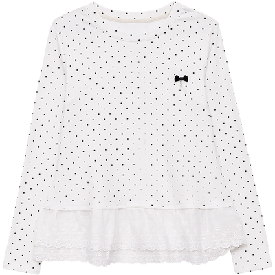 DM100大码甜美花边散摆百搭T恤