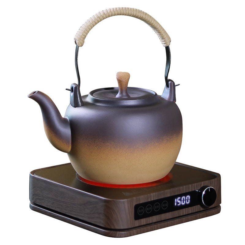 棉小城复古陶土提梁壶带内滤煮茶