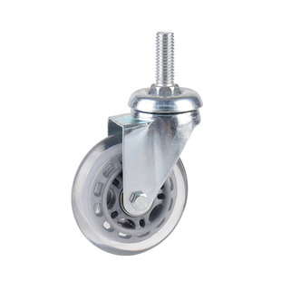 2寸3寸4寸丝杆万向轮刹车透明软胶聚氨酯轮耐磨静音医疗设备脚轮