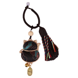 手工宋锦小猫钥匙扣成品材料包吊坠配件DIY挂件儿童亲子礼物挂饰