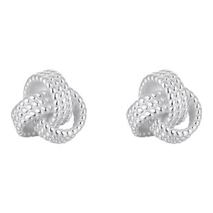 JXRXs999纯银如意结耳钉女螺丝拧扣耳环养耳洞银饰耳骨钉足银耳饰