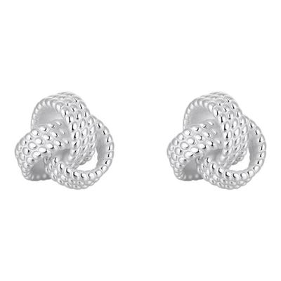 JXRXs999纯银如意结耳钉女螺丝拧扣耳环养耳洞银饰耳骨钉足银耳饰